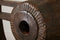 Vintage Ox Cart Wheel on Stand