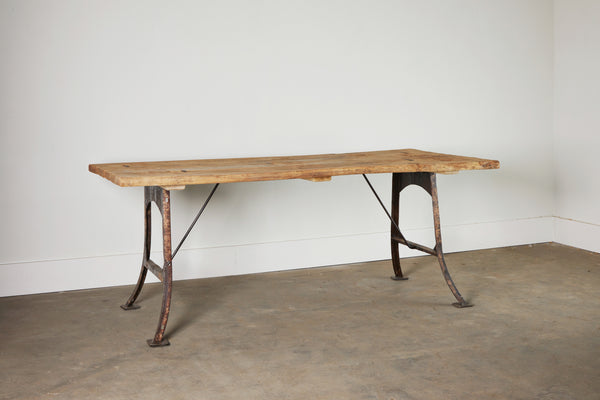 Teak and Iron Console Table