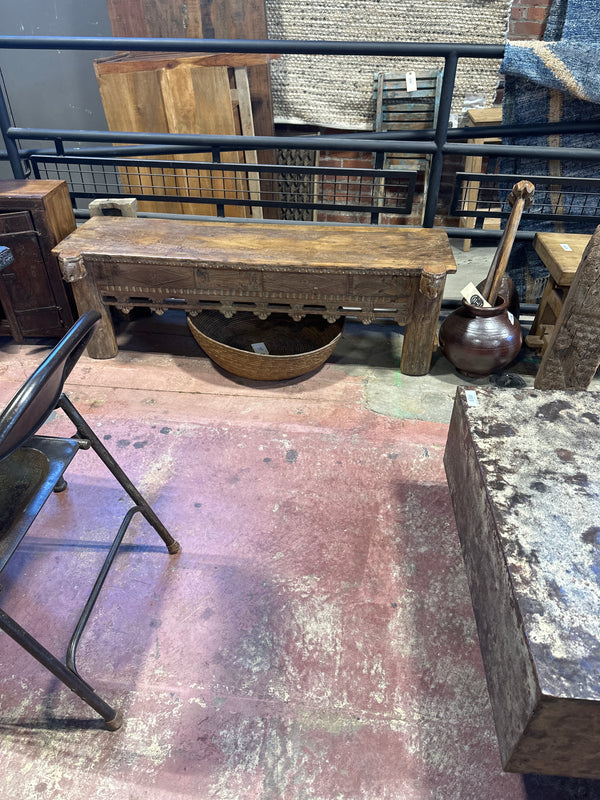Carved Teak Bench
