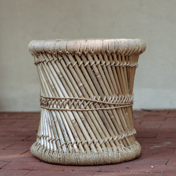 **Cane & Jute Vendor Stool**