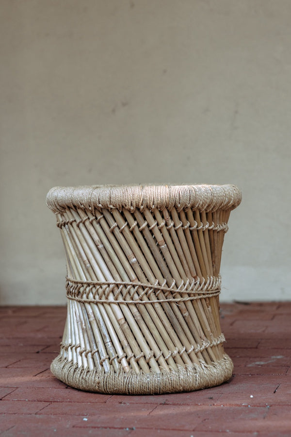 **Cane & Jute Vendor Stool**