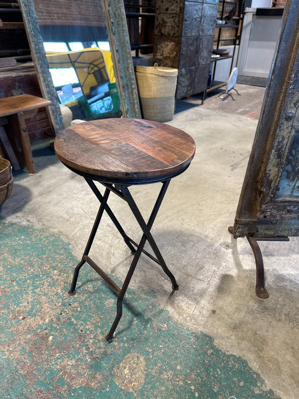 Teak & Iron Folding Side Table