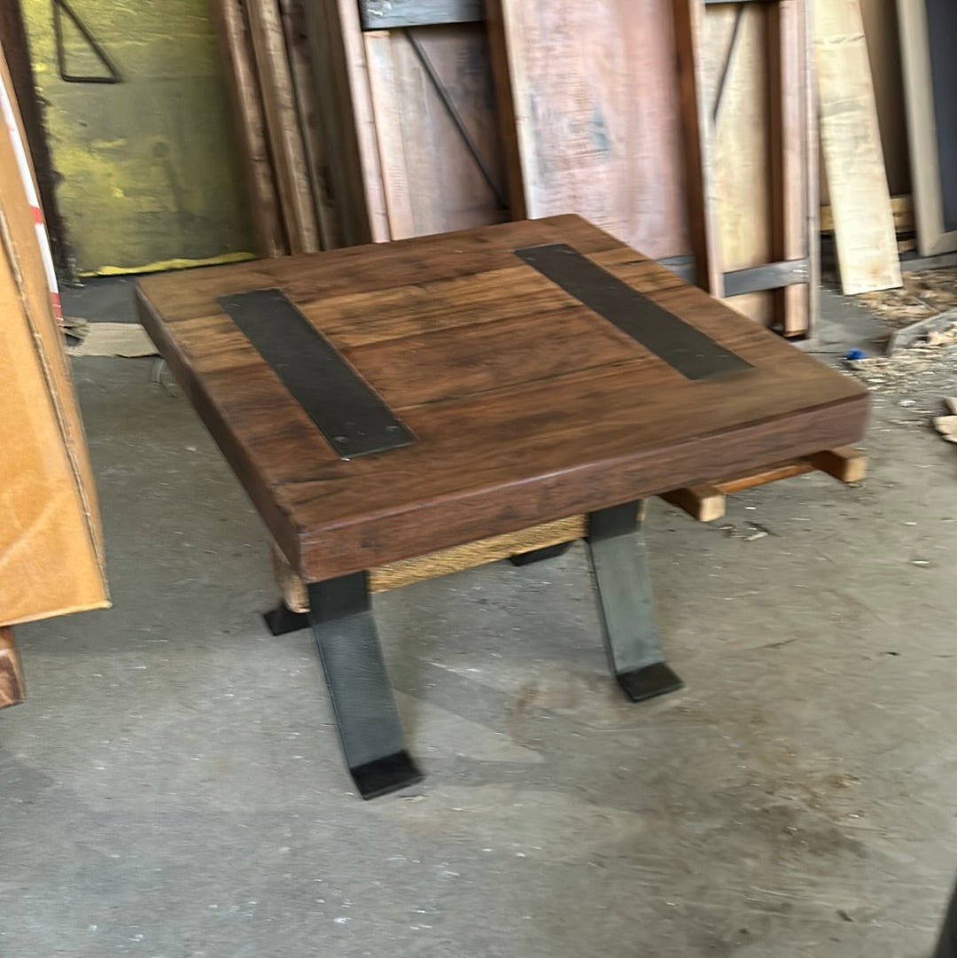 Teak & Iron Side Table