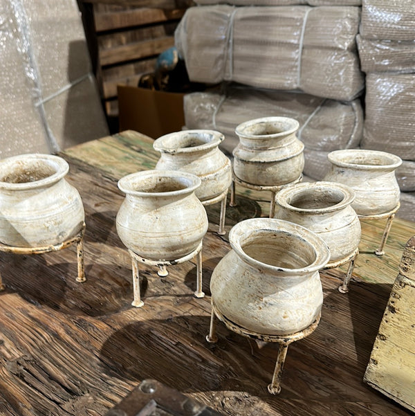 Small Clay Pot on Stand