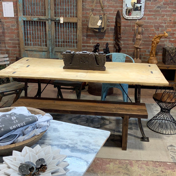 Teak and Iron Dining Table