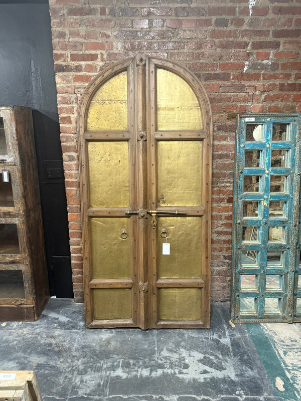 Vintage Teak & Brass Door