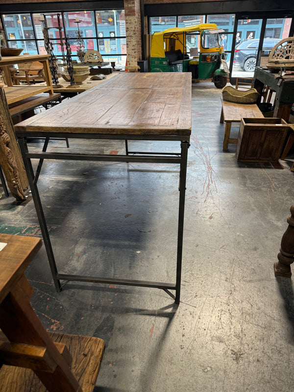 Teak & Iron Console Table