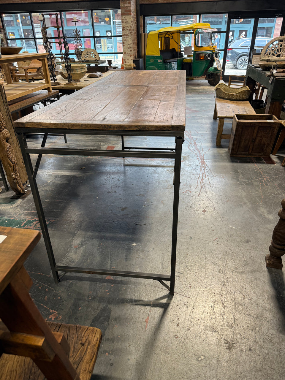 Teak & Iron Console Table