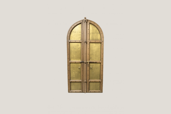 Vintage Teak & Brass Door