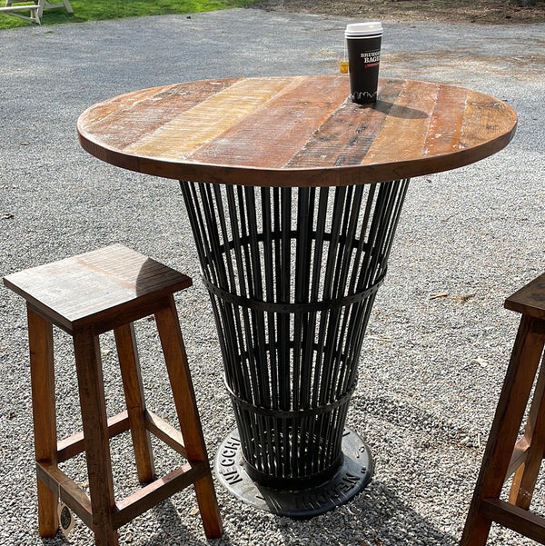 High Top Table - Teak & Iron